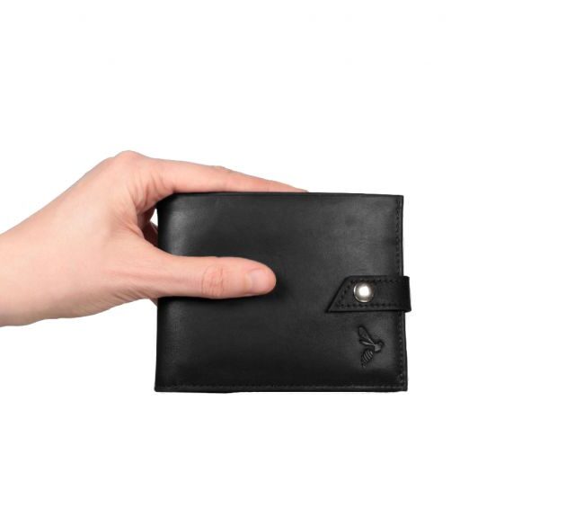 La Guêpe - Petite Maroquinerie - Petit Portefeuille 3 volets en cuir noir - 440