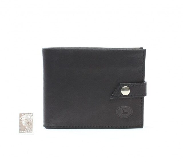 La Guêpe - Petite Maroquinerie - Petit Portefeuille 3 volets en cuir noir - 440