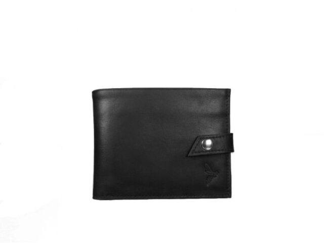 La Guêpe - Petit Portefeuille 3 volets en cuir noir – 440