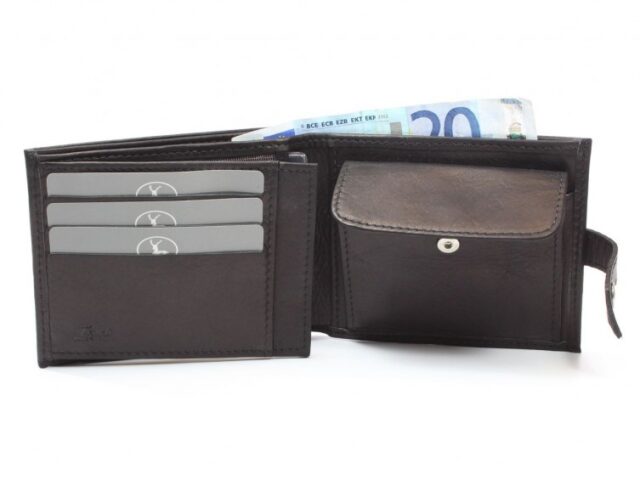 La Guêpe - Petite Maroquinerie - Petit Portefeuille 3 volets en cuir noir - 440