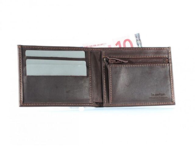 La Guêpe - Petite Maroquinerie - Petit Portefeuille à  l'italienne cuir marron - 496