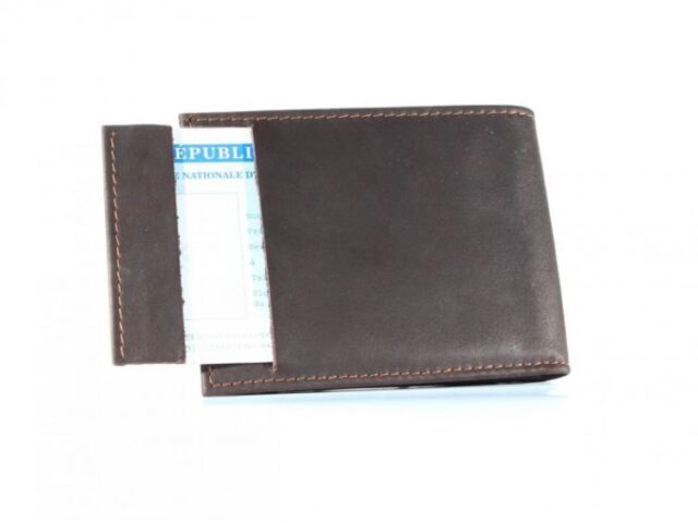 La Guêpe - Petite Maroquinerie - Petit Portefeuille à  l'italienne cuir marron - 496