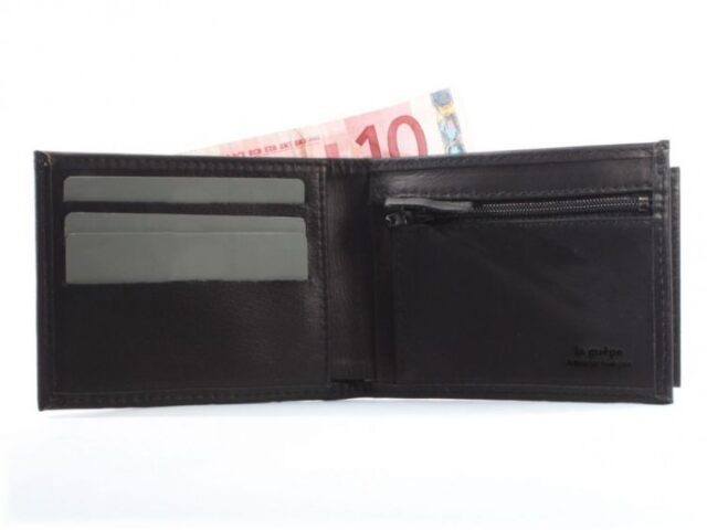 La Guêpe - Petite Maroquinerie - Petit Portefeuille à  l'italienne cuir noir - 496