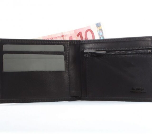 La Guêpe - Petite Maroquinerie - Petit Portefeuille à  l'italienne cuir noir - 496