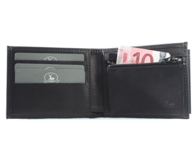 La Guêpe - Petite Maroquinerie - Petit Portefeuille à  l'italienne cuir noir - 496