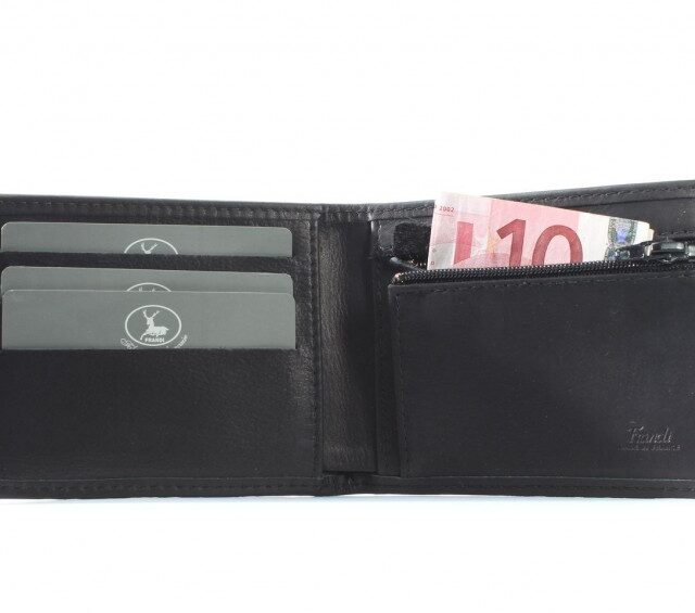 La Guêpe - Petite Maroquinerie - Petit Portefeuille à  l'italienne cuir noir - 496