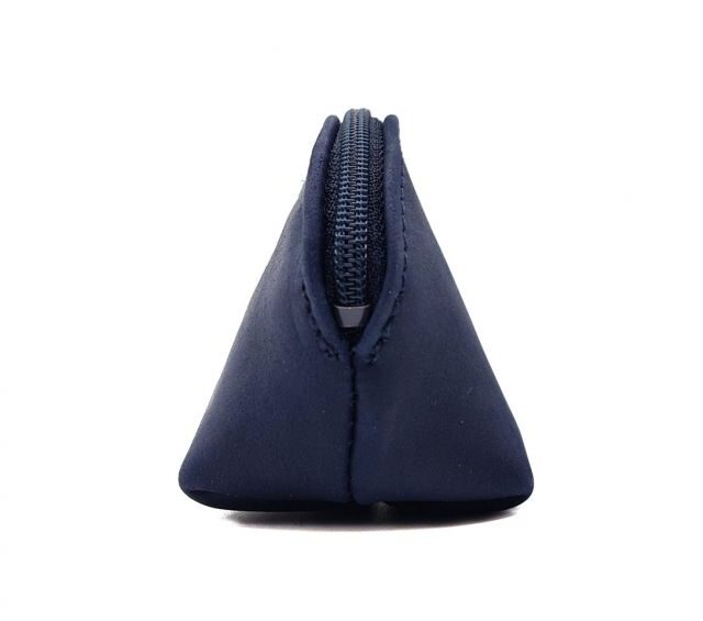 La Guêpe - Petite Maroquinerie - Petite bourse zippée en cuir bleu - B04