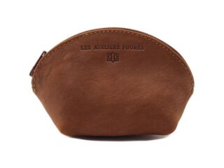 La Guêpe - Petite bourse zippée en cuir fauve – B04