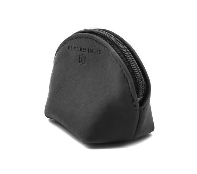 La Guêpe - Petite Maroquinerie - Petite bourse zippée en cuir noir - B04