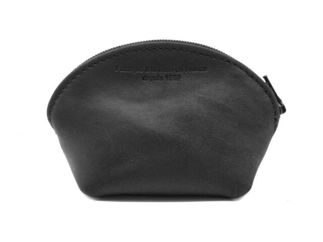 La Guêpe - Petite Maroquinerie - Petite bourse zippée en cuir noir - B04