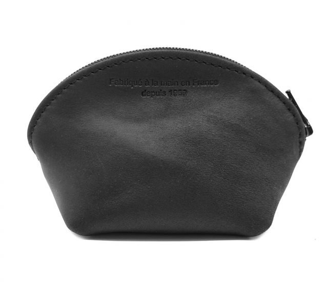 La Guêpe - Petite Maroquinerie - Petite bourse zippée en cuir noir - B04
