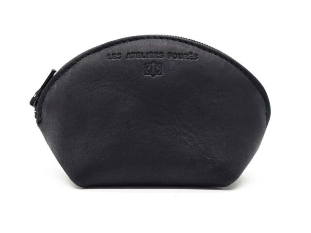 La Guêpe - Petite Maroquinerie - Petite bourse zippée en cuir noir - B04