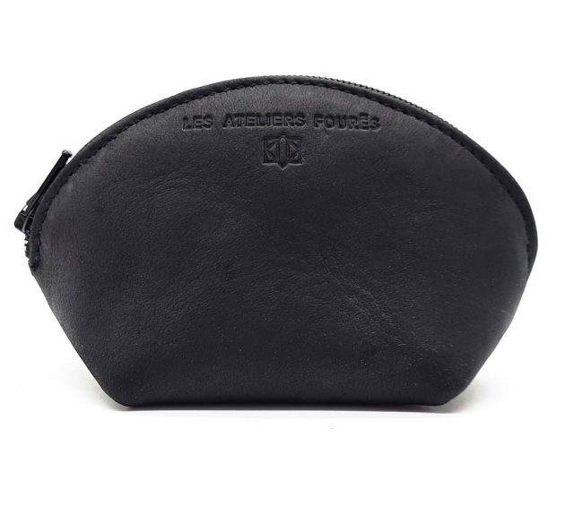 La Guêpe - Petite Maroquinerie - Petite bourse zippée en cuir noir - B04
