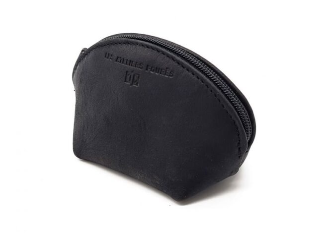 La Guêpe - Petite Maroquinerie - Petite bourse zippée en cuir noir - B04