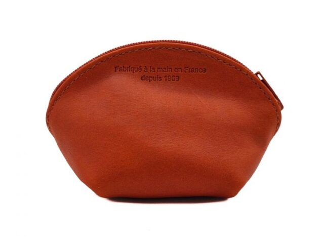 La Guêpe - Petite Maroquinerie - Petite bourse zippée en cuir orange - B04