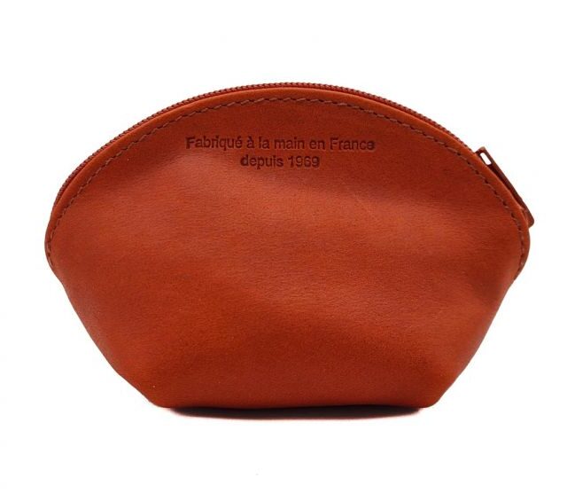 La Guêpe - Petite Maroquinerie - Petite bourse zippée en cuir orange - B04