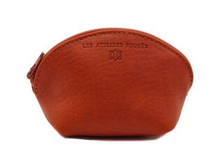 La Guêpe - Petite bourse zippée en cuir orange  B04