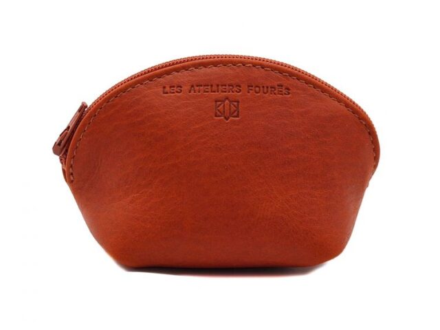 La Guêpe - Petite bourse zippée en cuir orange – B04