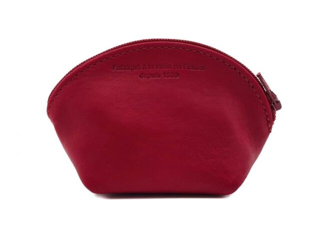 La Guêpe - Petite Maroquinerie - Petite bourse zippée en cuir rouge - B04