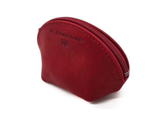 La Guêpe - Petite Maroquinerie - Petite bourse zippée en cuir rouge - B04