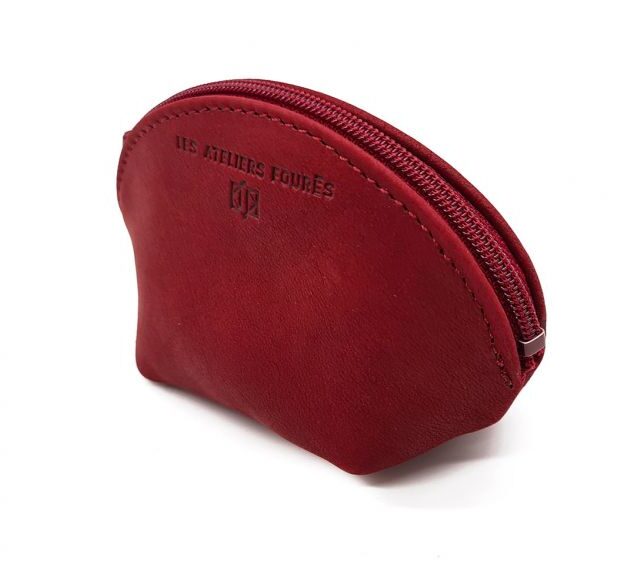 La Guêpe - Petite Maroquinerie - Petite bourse zippée en cuir rouge - B04