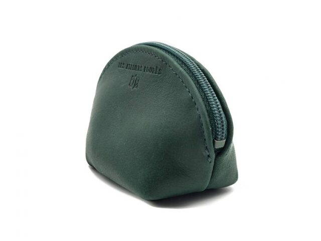 La Guêpe - Petite Maroquinerie - Petite bourse zippée en cuir vert - B04