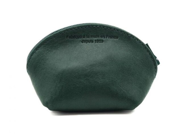 La Guêpe - Petite Maroquinerie - Petite bourse zippée en cuir vert - B04