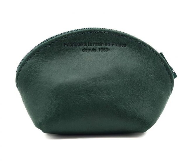 La Guêpe - Petite Maroquinerie - Petite bourse zippée en cuir vert - B04