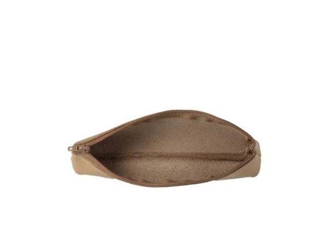 Lavoisier Maroquinier - Petite trousse triangle en cuir beige café latte