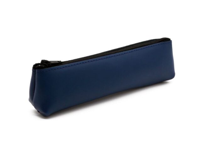 Lavoisier Maroquinier - Petite trousse triangle en cuir bleu cobalt