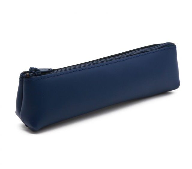Lavoisier Maroquinier - Petite trousse triangle en cuir bleu cobalt