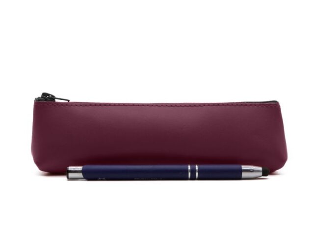 LAVOISIER Maroquinier - Petite trousse triangle en cuir bordeaux