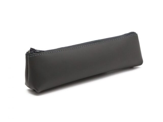 Lavoisier Maroquinier - Petite trousse triangle en cuir gris fer