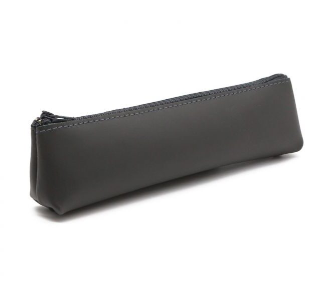 Lavoisier Maroquinier - Petite trousse triangle en cuir gris fer