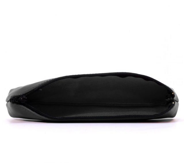 Lavoisier Maroquinier - Petite trousse triangle en cuir gris fer