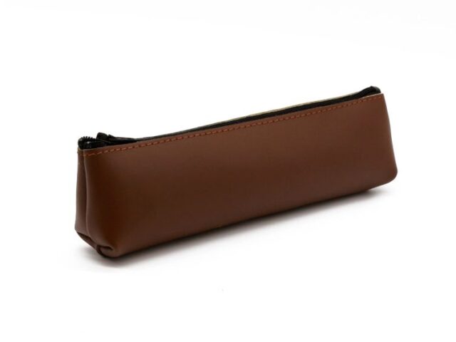 Lavoisier Maroquinier - Petite trousse triangle en cuir marron