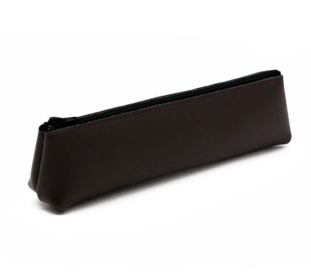 Lavoisier Maroquinier - Petite trousse triangle en cuir marron foncé