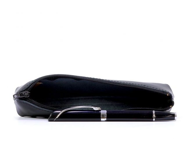 Lavoisier Maroquinier - Petite trousse triangle en cuir noir