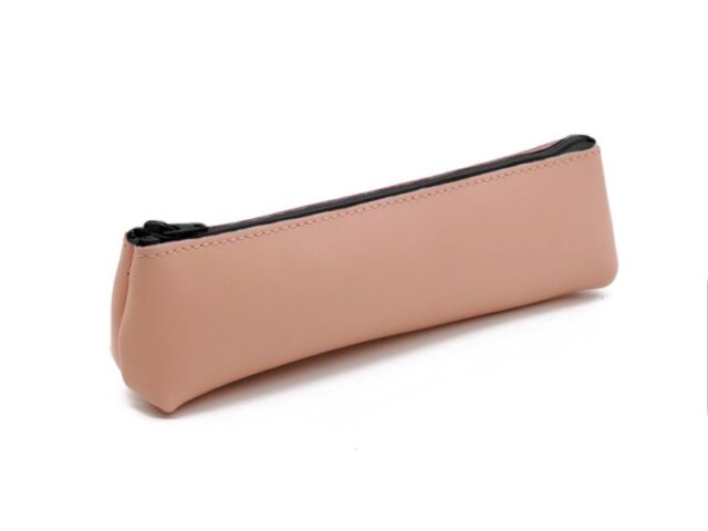 Lavoisier Maroquinier - Petite trousse triangle en cuir rose