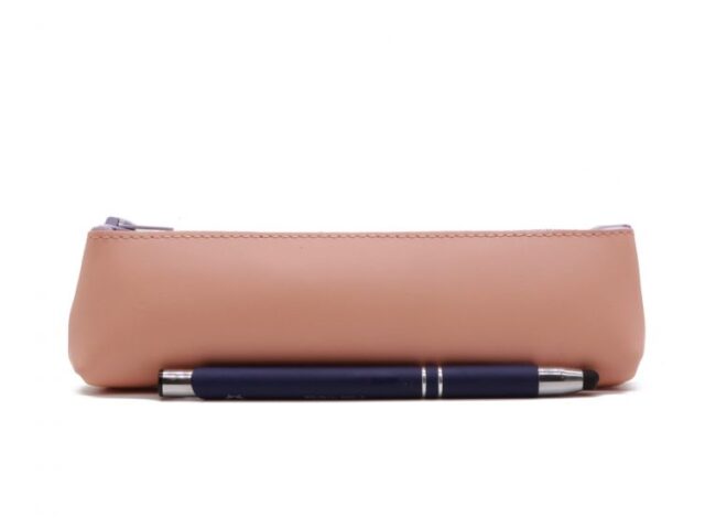 Lavoisier Maroquinier - Petite trousse triangle en cuir rose