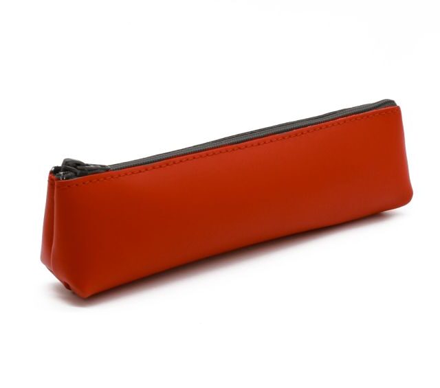 Lavoisier Maroquinier - Petite trousse triangle en cuir rouge coquelicot