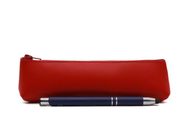 Lavoisier Maroquinier - Petite trousse triangle en cuir rouge coquelicot