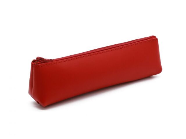Lavoisier Maroquinier - Petite trousse triangle en cuir rouge coquelicot