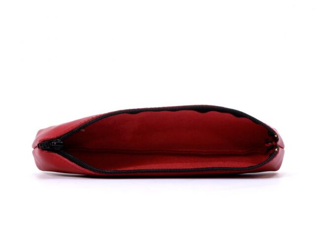 Lavoisier Maroquinier - Petite trousse triangle en cuir rouge coquelicot