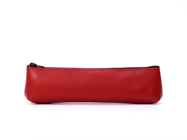 Lavoisier Maroquinier - Petite trousse triangle en cuir rouge coquelicot
