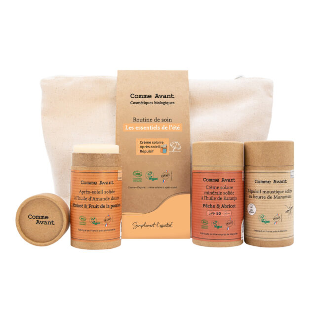 Comme Avant - Coffret Été - Crème Solaire - Après Soleil - Anti-moustique - Bio et Naturel - Fabrication Française
