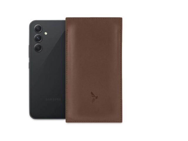 La Guêpe - Pochette Galaxy A34 5G en cuir marron – PM-057-01 Sans personnalisation