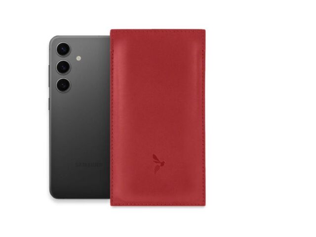 La Guêpe - Pochette Galaxy S24 en cuir rouge – PM-055-01 Sans personnalisation