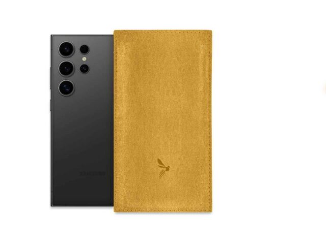 La Guêpe - Pochette Galaxy S24 Ultra en cuir doré – PM-053-01 Sans personnalisation