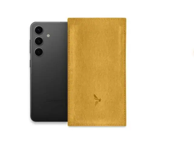 La Guêpe - Pochette Galaxy S25+ en cuir doré – PM-051-01 Sans personnalisation